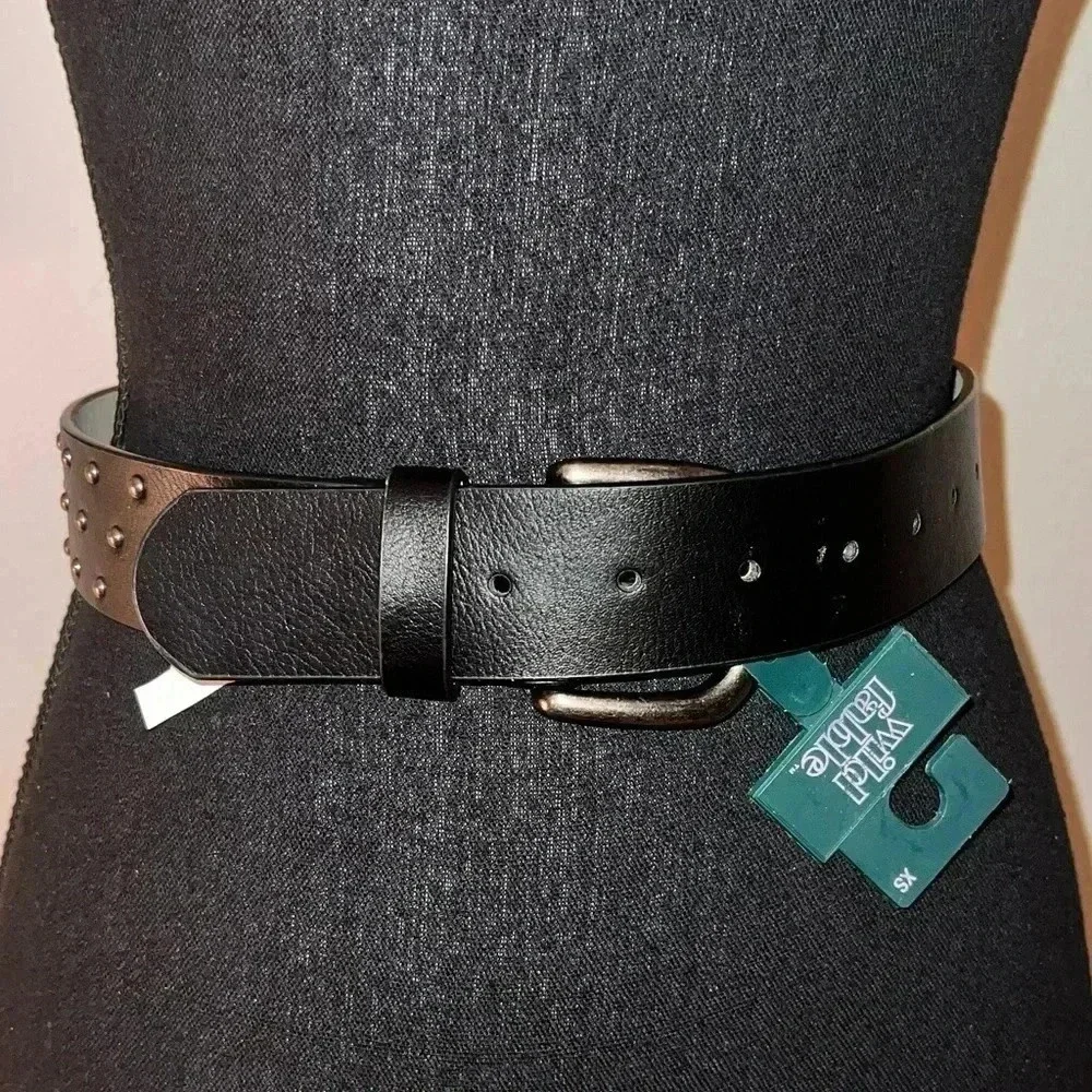 Target Wild Fable Women’s Black Vegan Belt with Copper Tone Buckle Studs Size XS